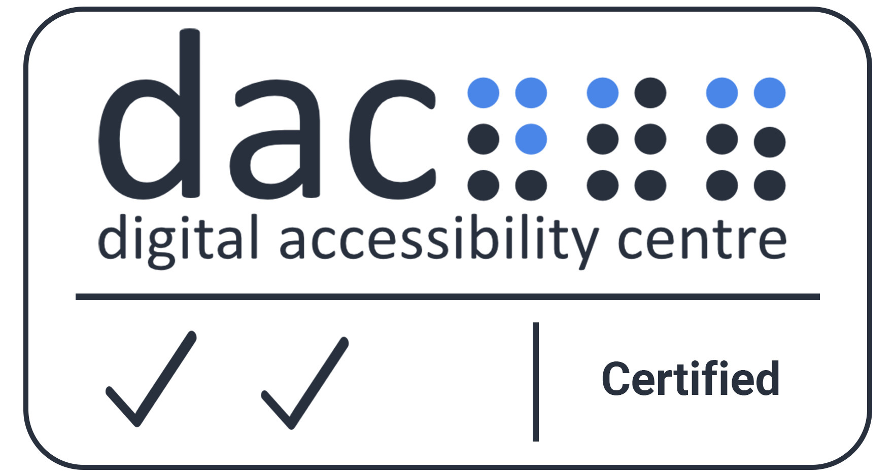 DAC logo with two ticks indicating AA certification